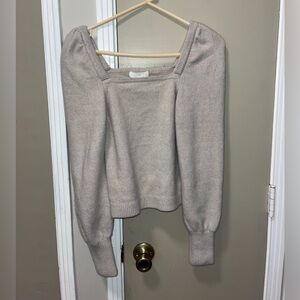 H&M Off-the-Shoulder Square Neck Sweater - Light Taupe